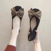 Autumn Flat Bottom Square Head Single Shoes Women's Shallow Mouth Big Bow Sweet Versatile Soft Sole Doudou Shoes Work Shoes Black