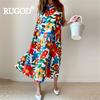 Женское платье свободного покроя с цветочным принтом, без рукавов, с круглым вырезом, длиной до середины голени, повседневное длинное платье больших размеров, новое модное женственное платье для женщин