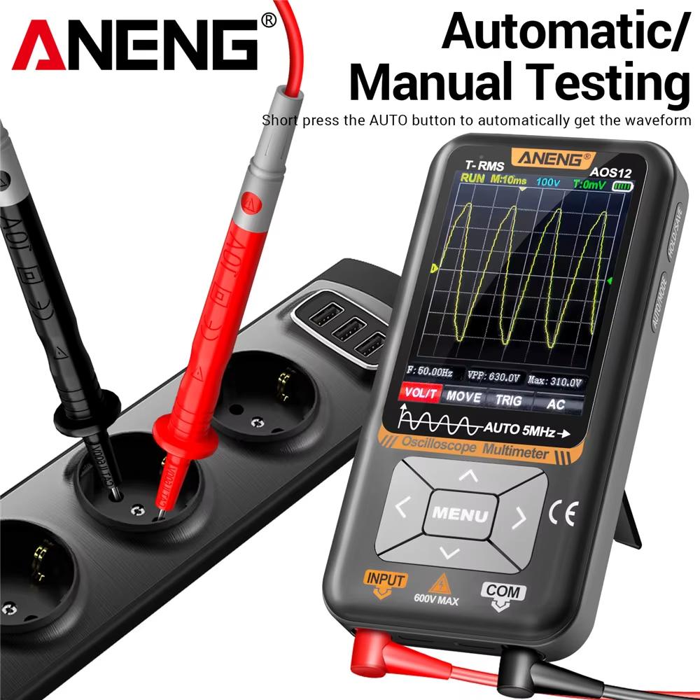 2026 ANENG AOS12 Intelligent 2in1 Oscilloscope Multimeter 5MHz 48MSa/s High Precision Portable Multifunction Measuring Test Tool with Digital Display