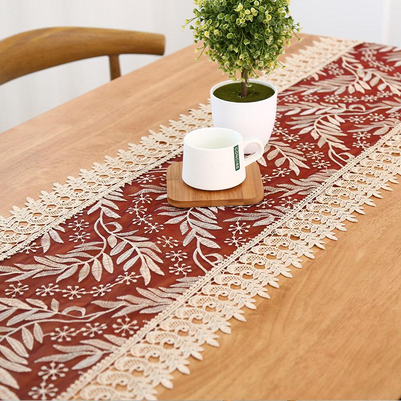 Embroidered Elegant Table Runner Lace Table Cloth Wedding Party Home Decoration Tablecloth Table Runners Modern For Dining Table