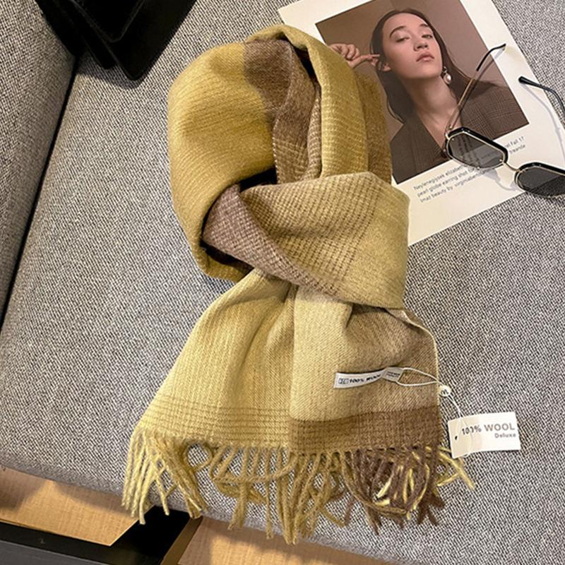 100% Wool Luxury Brands Classic England Style Women Scarf Fashion Stripe Plaid Scarves Tassel Shawls Pashmina Lady Wrap 30*180Cm