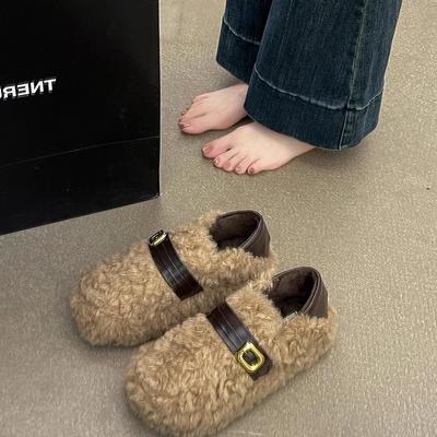 Модные ретро универсальные хлопковые туфли Doudou женские 2025 осень и зима новые тонкие туфли на мягкой подошве с педалью на дерьме