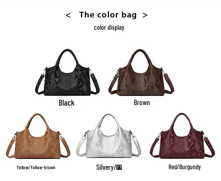 2025 Snake Print Women's High-Capacity Shoulder and Crossbody Tote Bag