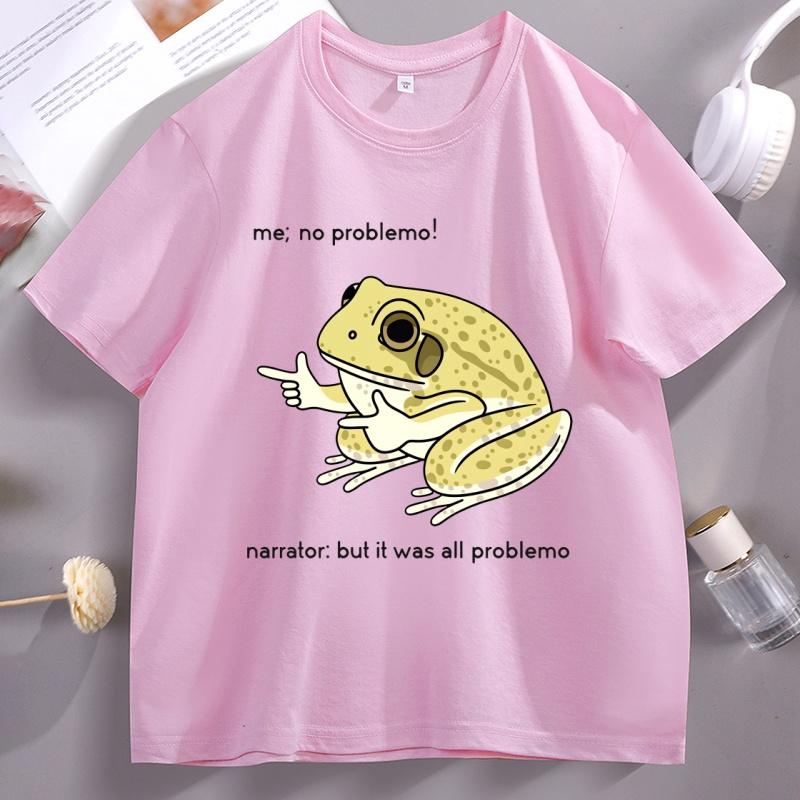 Funny Frog Me No Problemo Tshirt Casual Cotton Short Sleeve Tee Shirt Loose Humor Graphic T Shirts Unisex Women Streetwear Clothes