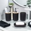 Четырехпредметный набор для ванной комнаты из черного искусственного мрамора. Экологичный и практичный, подходит для подарка