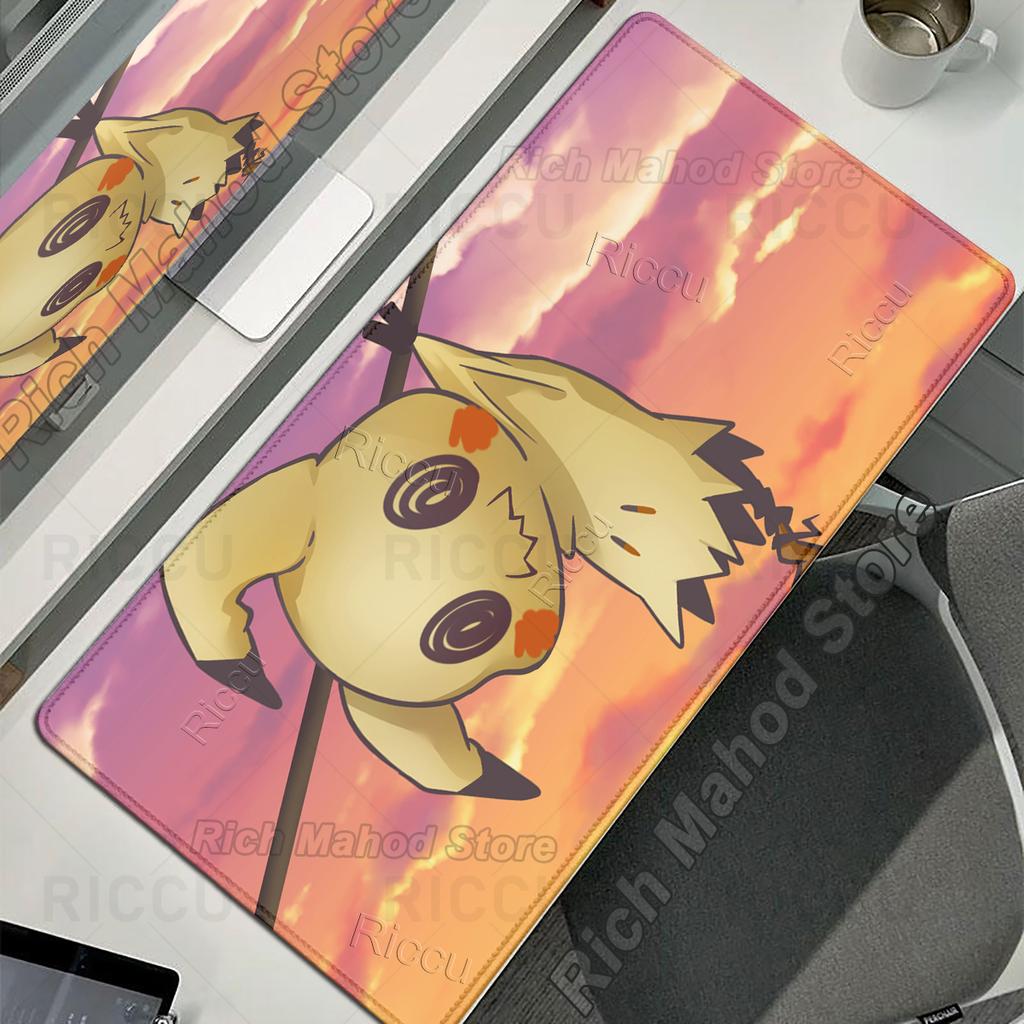 Gaming Mouse Pads Large Gamer Keyboard Pokemon Mimikyu Pattern Aesthetics Desk Mats Anime Gaming Non-slip PC Rubber Table Carpet