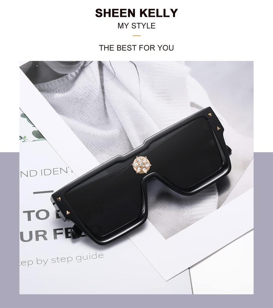 Солнцезащитные очки Retro Square Metal Punk Rock Hip Hop Black Tint Солнцезащитные очки для мужчин и женщин [SHEEN KELLY] (1)