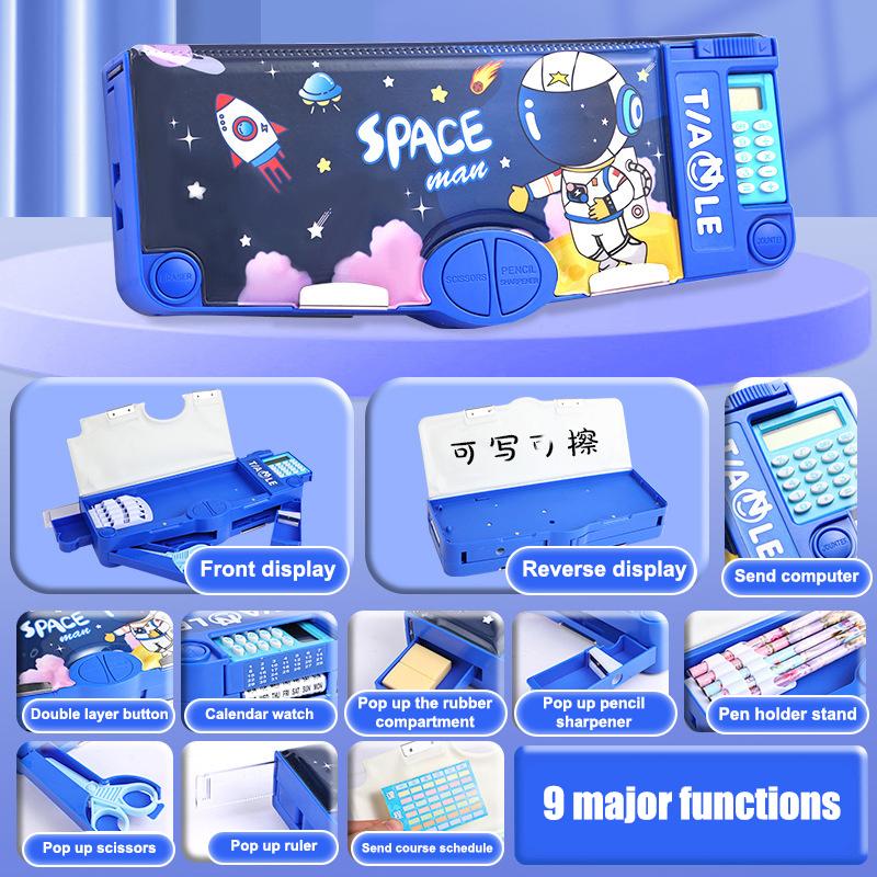 Многофункциональный милый пенал, креативный пенал большой вместимости с калькулятором, простая коробка для хранения канцелярских принадлежностей, подарки
