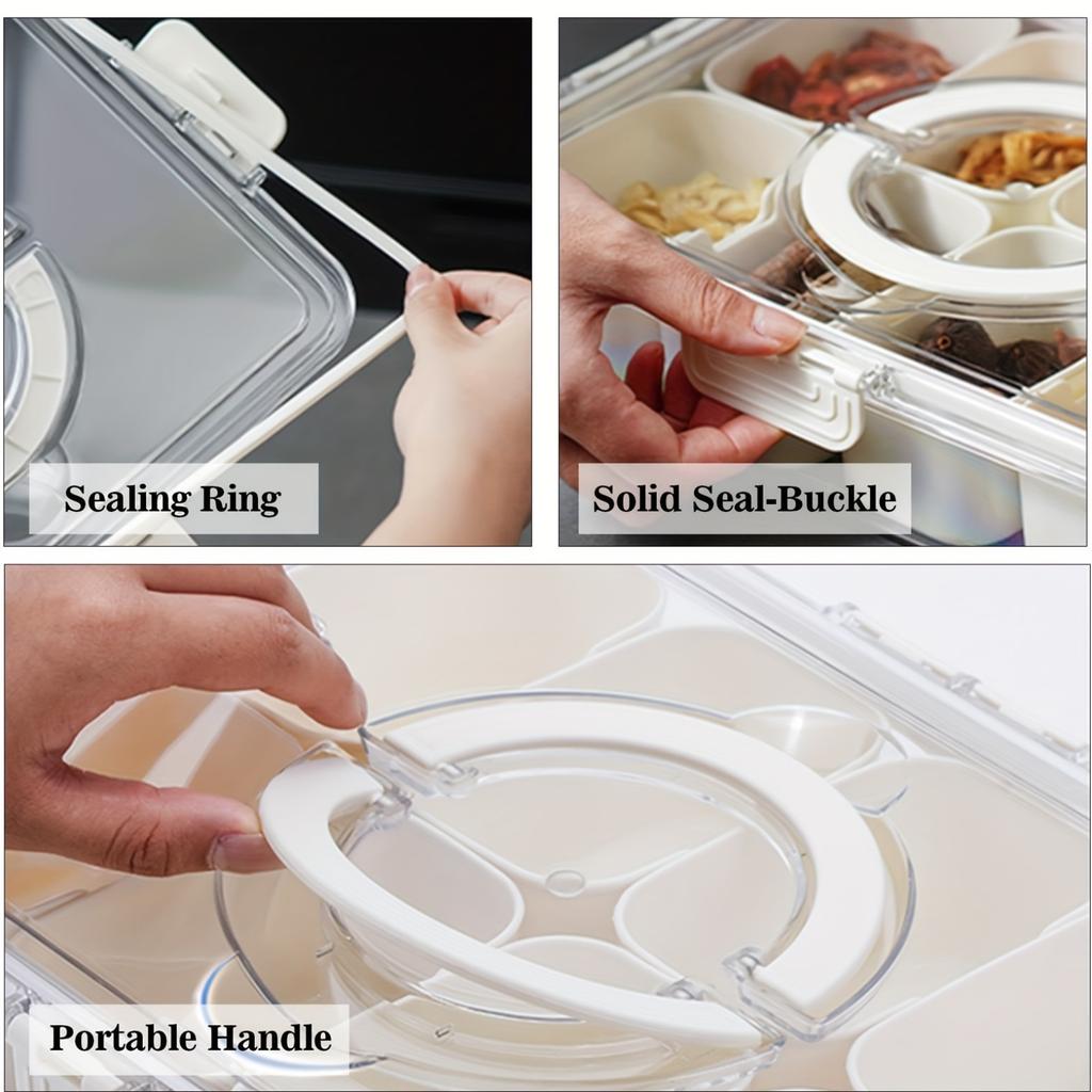 Divided Serving Tray with Lid and Handle Snackle Box Container 8 Compartment Portable Snack Platter Organizer for Snacks Storage