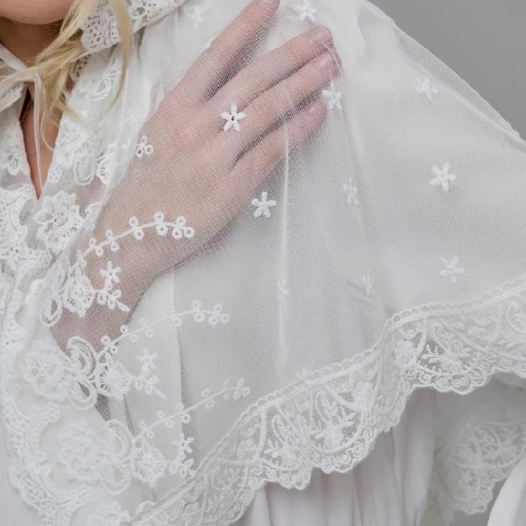 Кружевной тюрбан-вуаль с вышивкой, шарф для латинской мессы, головной убор, головной платок для девичника, для религиозных церковных мероприятий, собраний