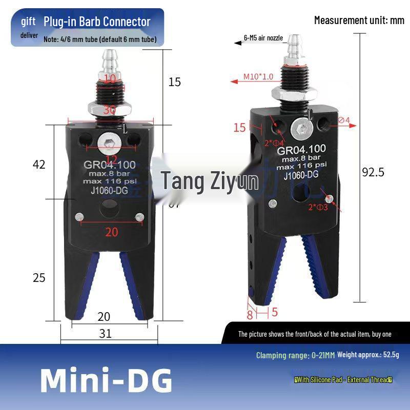 Pneumatic Gripper J1080: Robot Arm Clamp for Injection Molding