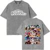 Anime My Hero Academia Shoto Todoroki Vintage Washed Tshirt Men Women Casual Retro Oversized T Shirts Cartoon Harajuku Tshirts