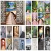 Door Stickers Visual Space Beach Corridor Art Waterproof Wall Paper Living Room Bedroom Door Wallpaper PVC Self-adhesive Decals
