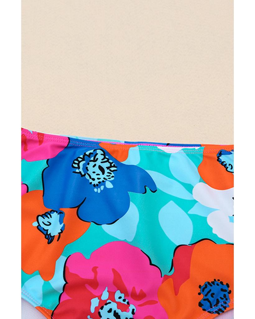 Azura Exchange Floral Print V-Neck Ruffles Bikini