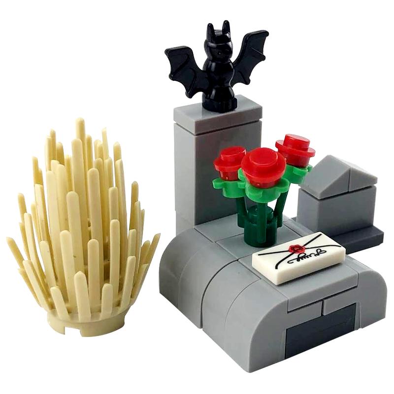 Нетоксичный Moc Креативный Ужас Хэллоуин Могила Кладбище Пауки Строительные Блоки Кирпичики Образовательные Игрушки Для Детей Сборка Деталей Блоков