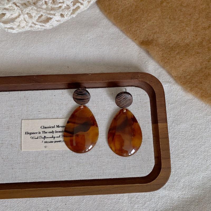 Карамельного цвета размазанный диск смоляные серьги женские ретро легкая роскошь преувеличенная личность уникальные изысканные серьги серьги