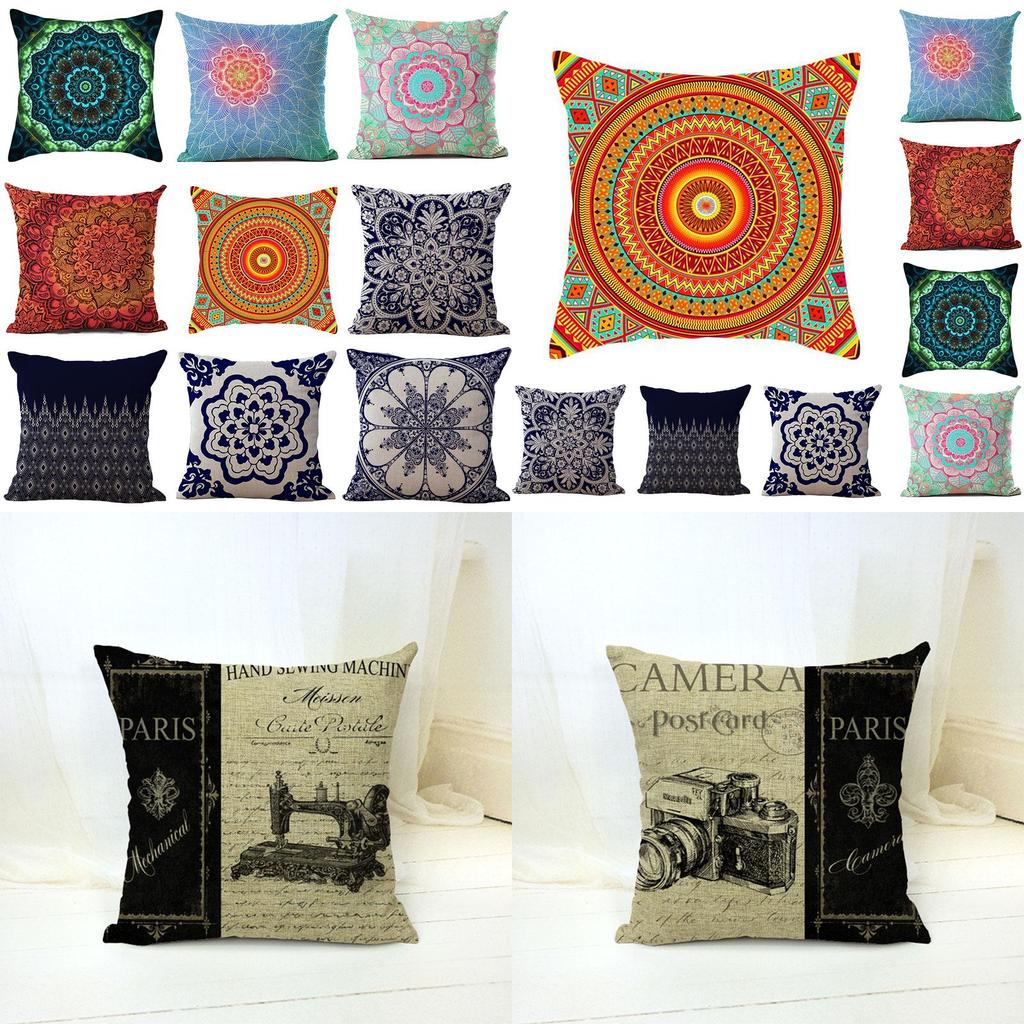 Chic Vintage Cotton Linen Throw Pillow Case Cushion Cover For Sofa And Bedside