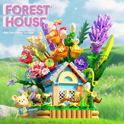 800 шт. Street View Series Lights Bear Woods Hut Building Blocks Scene Детские строительные блоки Игрушки без коробки