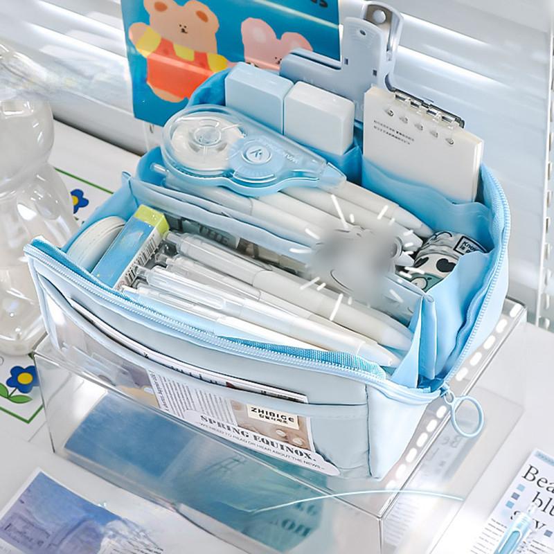 1 шт., простой 10-слойный пенал, модная однотонная сумка-карандаш, большая вместительная сумка для хранения канцелярских принадлежностей, обратно в школу, для школьников