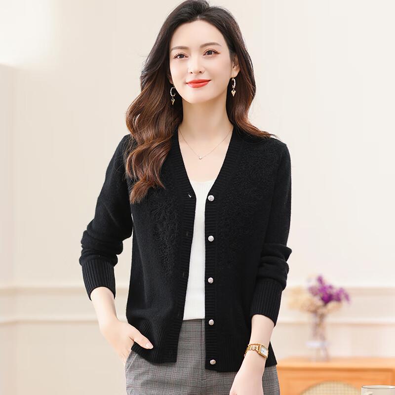 Women's Premium 100% Pure Wool V-Neck Short Cardigan