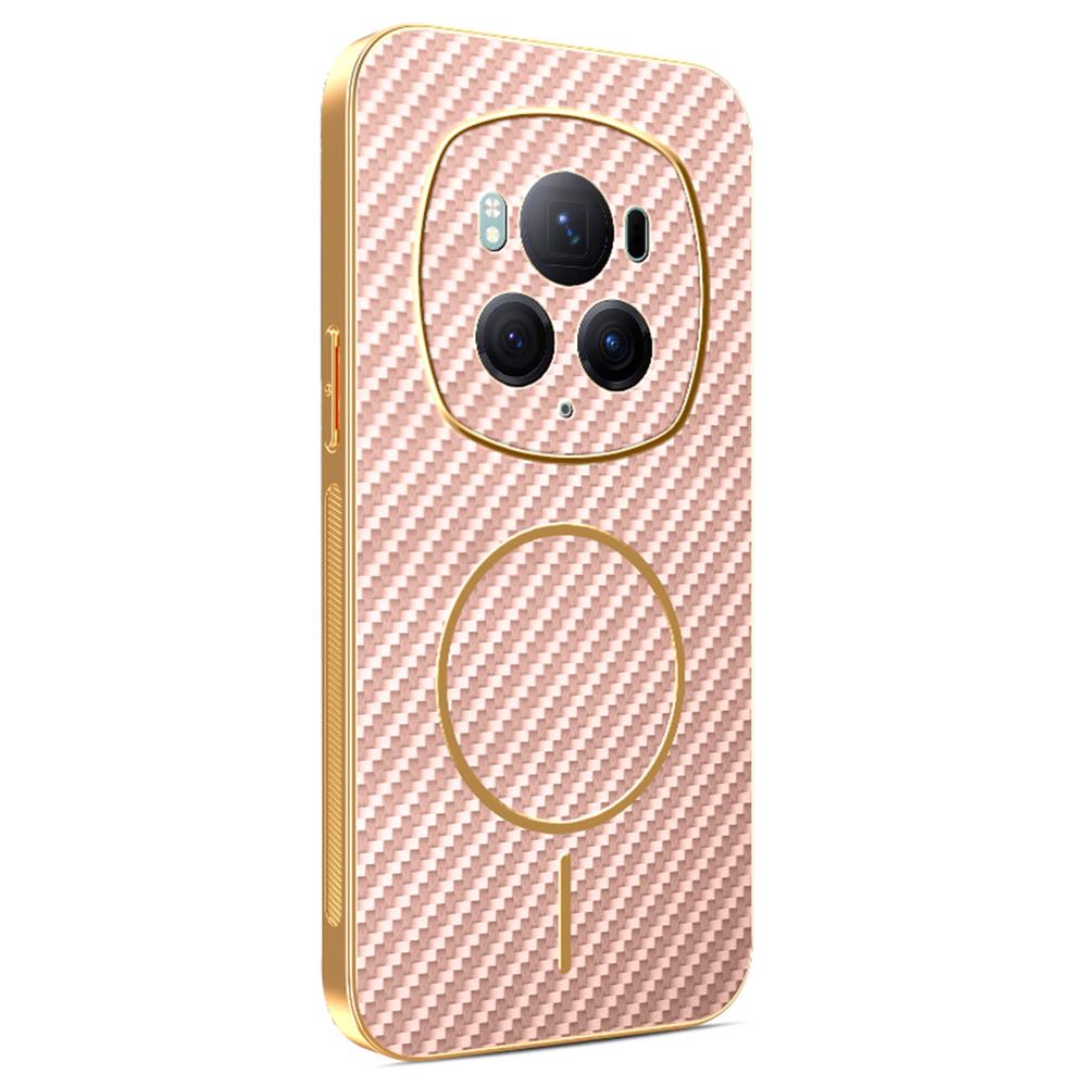 For Honor Magic6 Pro 5G Phone Case Carbon Fiber Textured Electroplated TPU Back Cover