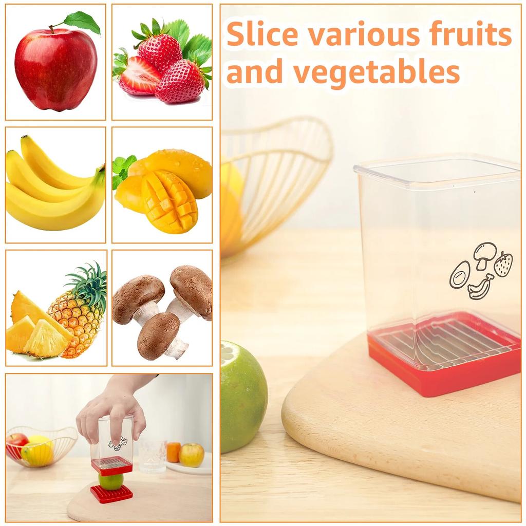Fruit Vegetable Speed Slicer With Push Plate Manual Cup Cutter Portable Banana Strawberry Slicing Tool Kitchen Accessories