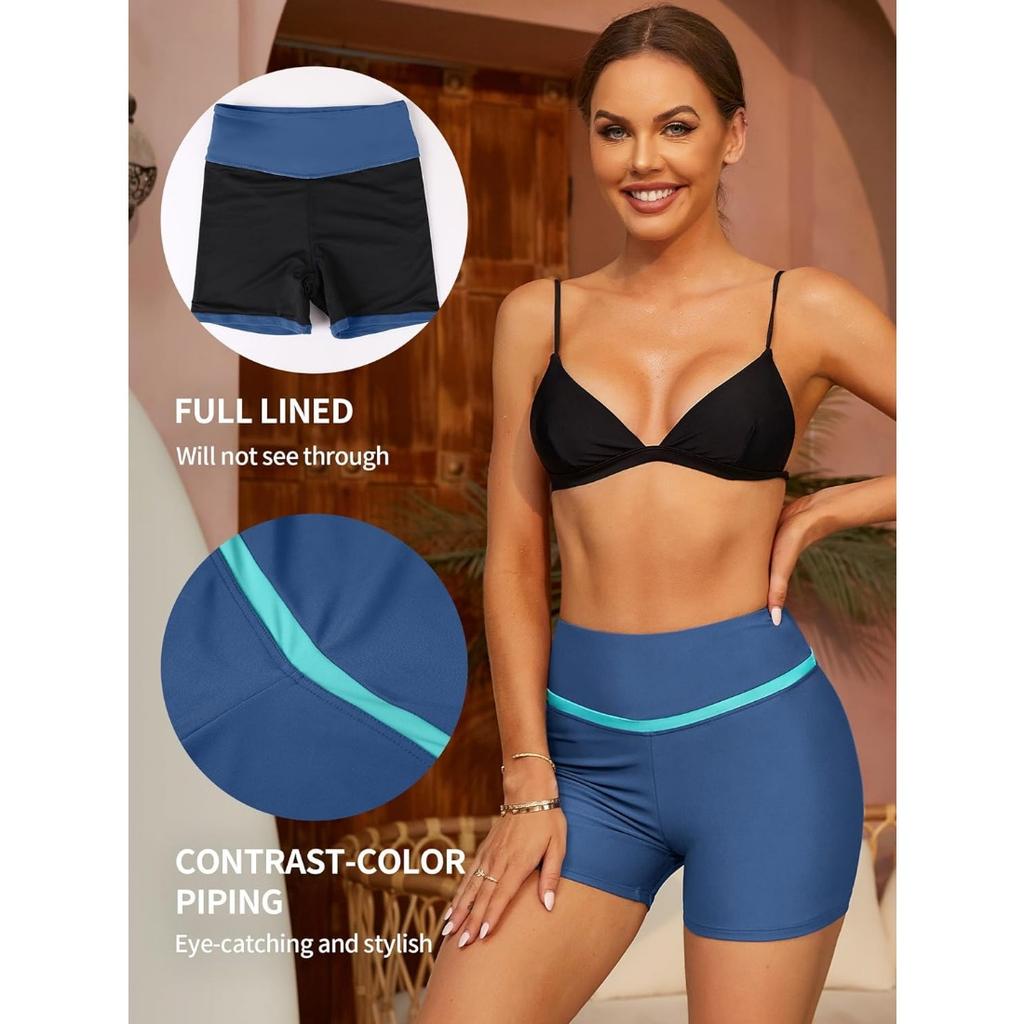 CHARMLEAKS Женские шорты для плавания. Шорты для плавания с высокой талией и карманами. Низ танкини.