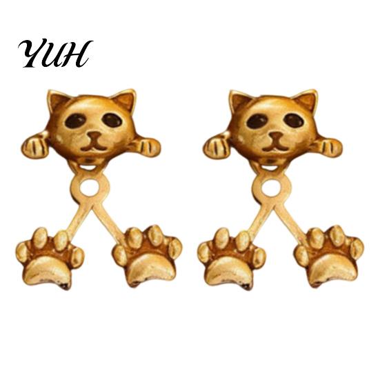 Dainty Cat Relief Accessories 1 Pair Cute Funny Earrings for Women, Teens Girls, Exquisite Metal Texture Studs Mini Animal Stud Earrings, Statement