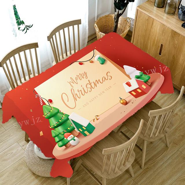 Christmas Tablecloth Snowflake Pattern Rectangular Tablecloth Household Dining Table Coffee Table Cloth Antifouling Decorations