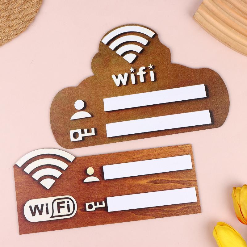 Wifi Password Sign Board Wooden 1pc Erasable Plate With Pen For Reception Counter Retail Shop