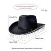 Elegant Bridal Rhinestones Cowboy Hats With Tassels Lace Design For Wedding Party Soft Fabric Panama Hat