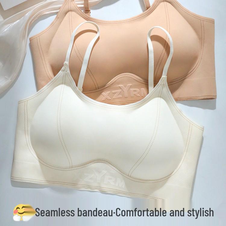 Seamless Push-Up Strapless Camisole Bra with Spaghetti Straps for Small Chests
