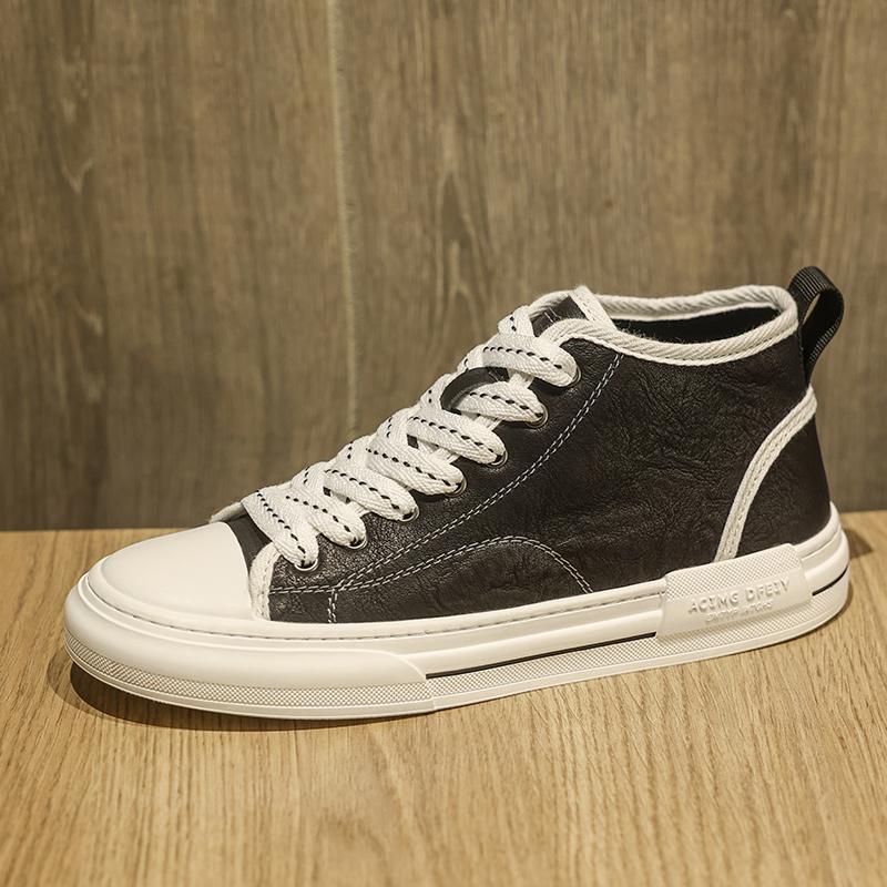 Высококачественная мужская повседневная кожаная обувь для отдыха на открытом воздухе на плоской подошве, дизайнерская спортивная обувь с высоким берцем и мягкой подошвой, брендовая удобная офисная рабочая обувь