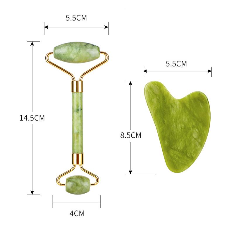 Массажный ролик для лица Гуаша Доска с двойными головками Натуральный кристаллический камень Подтяжка лица Инструменты для похудения