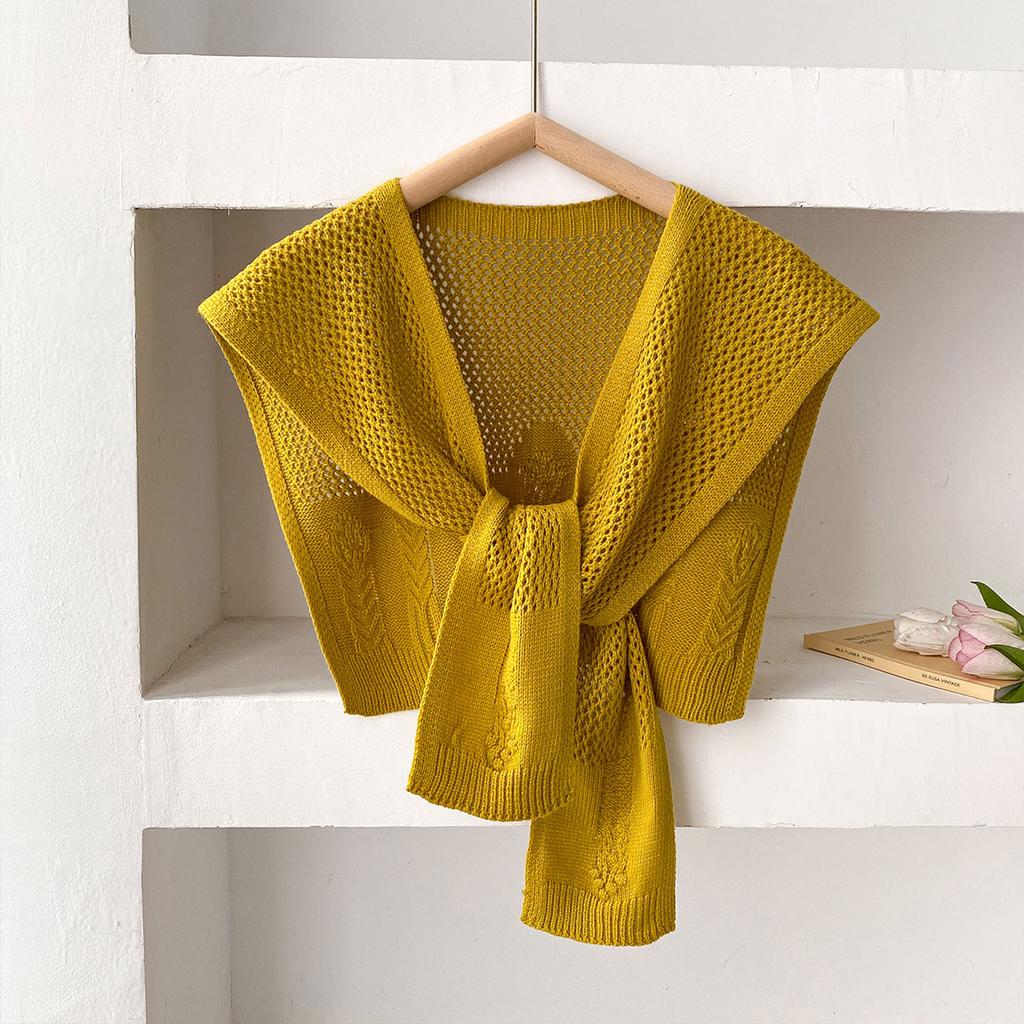 Solid Color Knitted Shawl Scarf Women High-End Capes With Shirts Fashion Thin Neck Protectors For Spring And Autumn