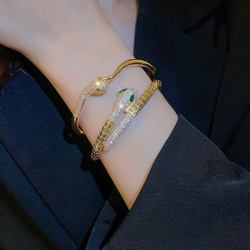 Exquisite Zircon Snake Bracelet for Women Fashion Gold Plated Zircon Bracelets Girls Bangles Personalized Daily Jewelry Gifts