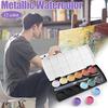 12 Color Semi-dry Watercolor Paint Pearlescent Solid Watercolor