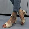 Summer Hot Selling Women's Shoes Fashion Open Toe Solid Color Large Size Casual One-line Buckle Suede Women's Sandals