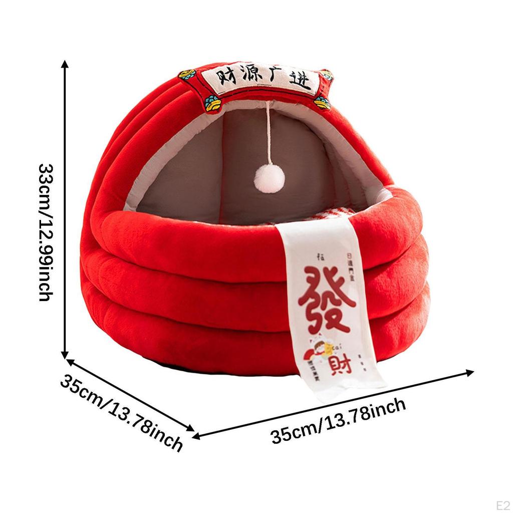 Winter Cat Bed Sleeping Thicken Cushion Year Decoration Small Dog House Warm Nest