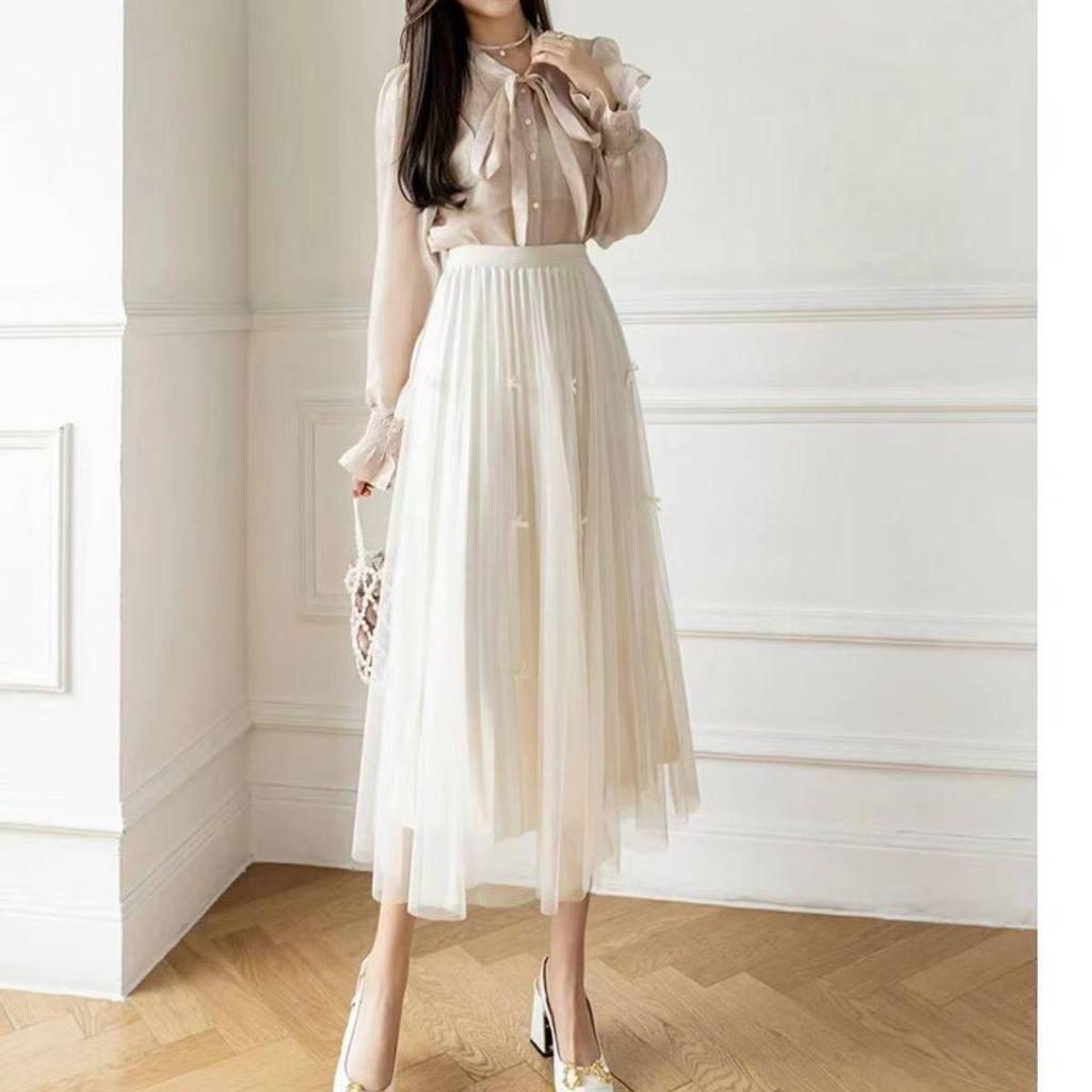 Sweet Chiffon Dress for Women In Spring and Summer Ruffle Edge Thousand Layer Cake Skirt Slimming Half Body Skirt