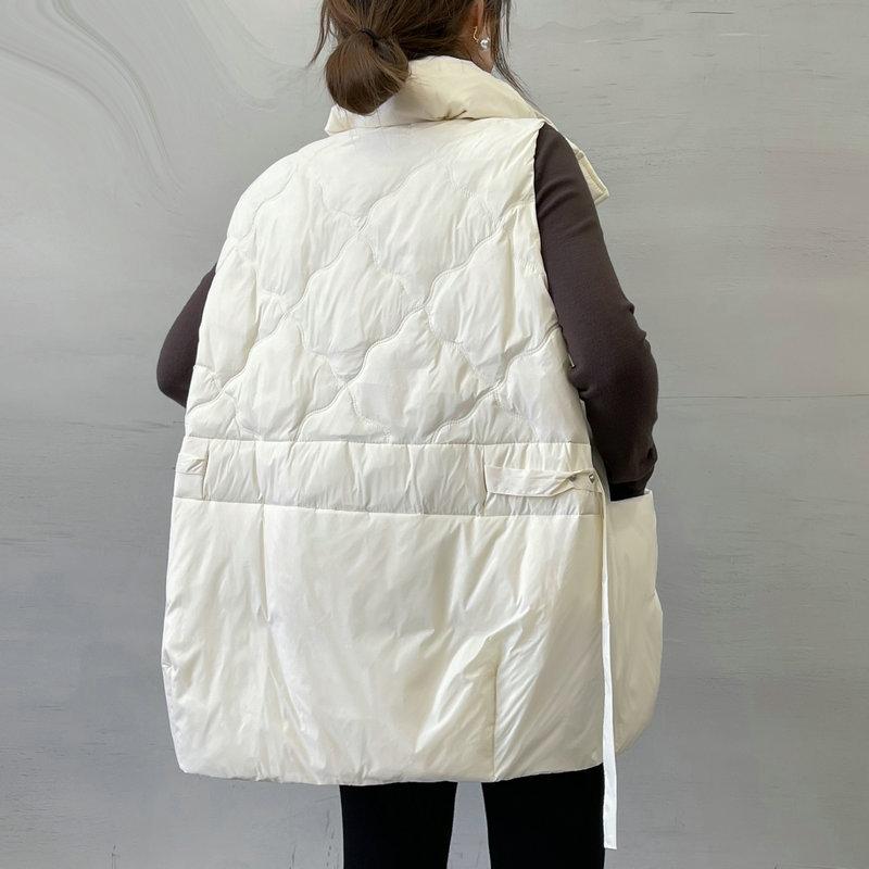 Пуховый жилет женская верхняя одежда на зиму 2024 года новый дизайн воротника-стойки sense streamer теплый жилет белый жилет из утиного пуха