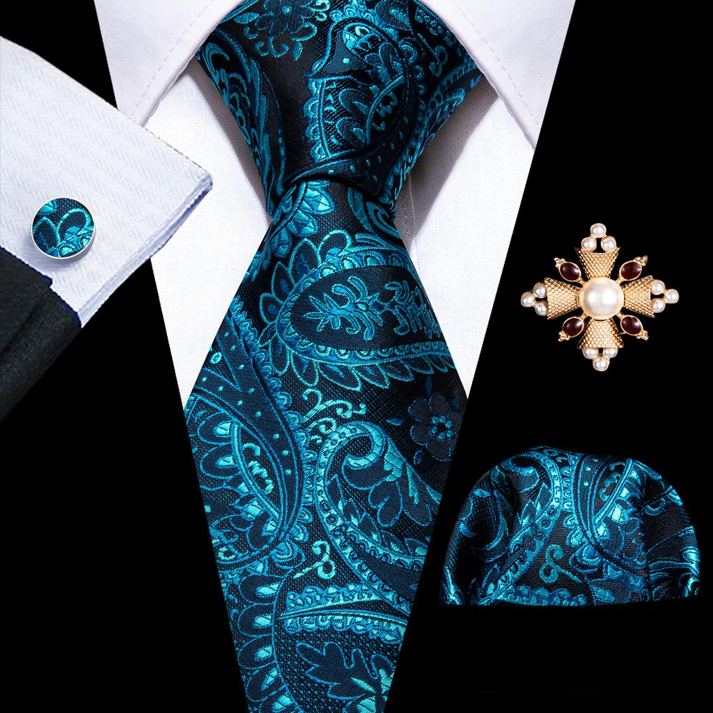 Комплект для мужчин: галстук, брошь и карманный платок