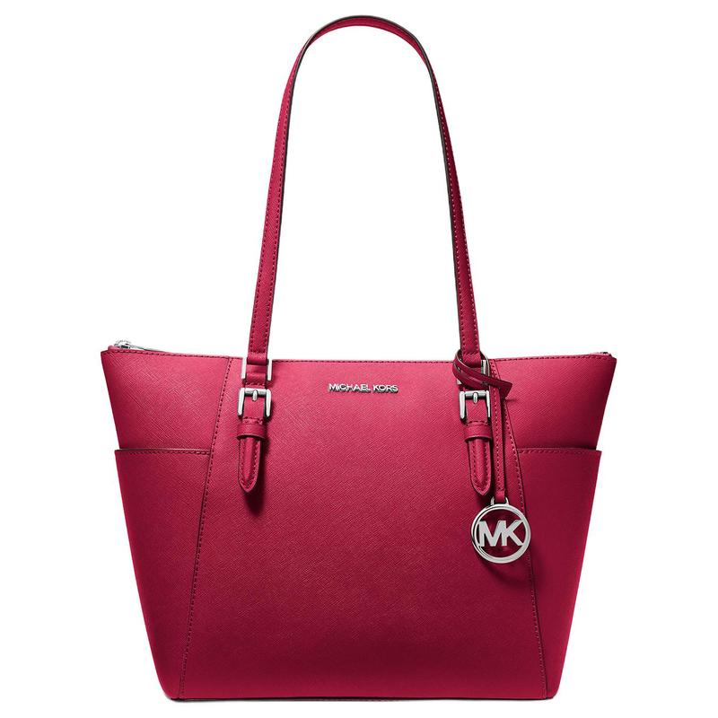 MICHAEL KORS Charlotte Top Zip Leather Tote Bag Shopping Bag Shoulder Bag Large Women's DK Raspberry