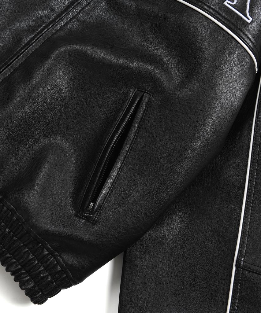 Phyps Motorcycle Motorcycle Piping Leather Jacket Black