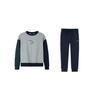 Casual Sports Suit Color Block Round Neck Pullover Long Sleeve Top Comfortable Breathable Long Pants Kids Suit Rocky-Gray N32432268GS-002