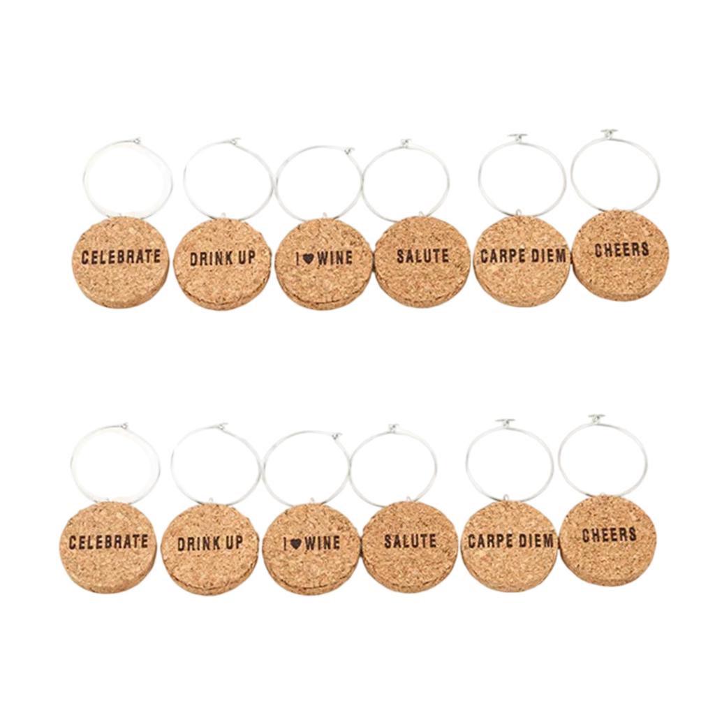12 шт. пробки-подвески для винных бокалов с кольцами, винная тематика, маркеры для напитков, этикетки для домашних вечеринок, праздничных торжеств