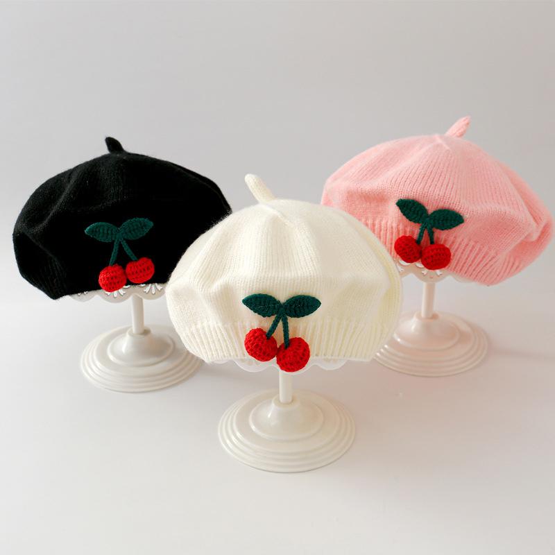 Милый детский вязаный берет вишневого цвета, детская зимняя теплая шапочка для малышей, детские шапочки, модная милая детская ветрозащитная шапка, подарки