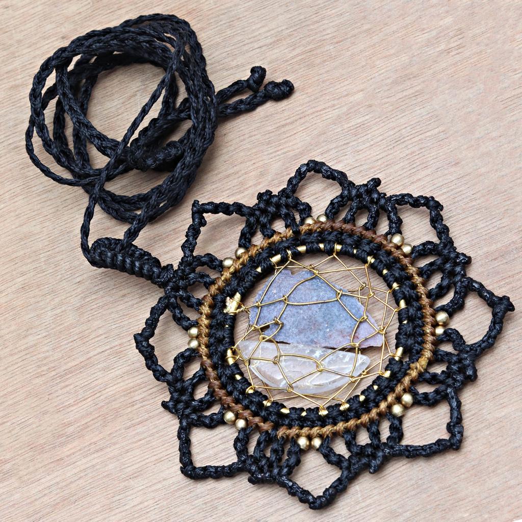 Necklace Macrame Agate Handmade Pendant Necklace Natural Thread Choker Jewelry