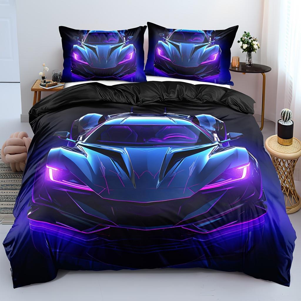 Racing Pattern Digital Printing Quilt Cover Three-Piece Youth Bedding Bedroom Decoration