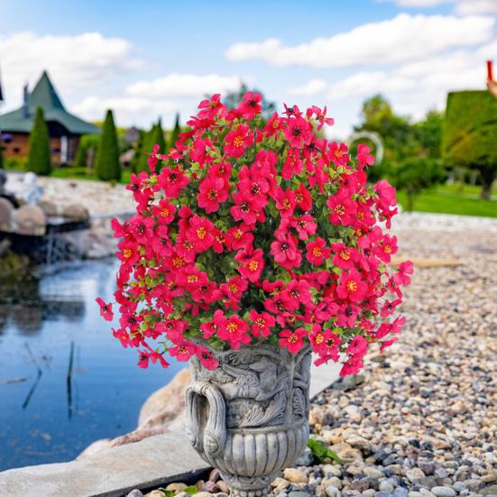 Искусственное топиарное шаровидное дерево с фиолетовыми цветами для улицы, искусственные кустарники с грунтовым колышком, устойчивые к УФ-лучам, искусственные кусты для украшения переднего крыльца, сада, кашпо